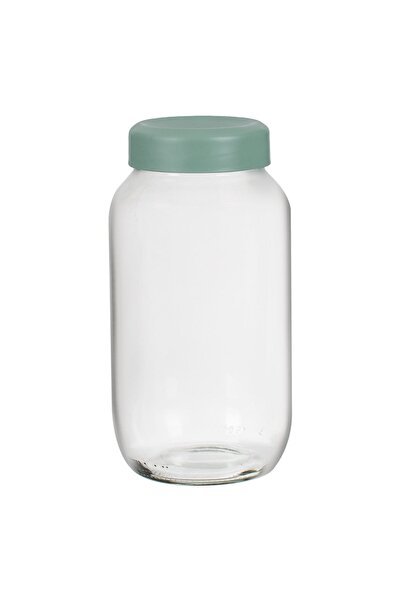 OEM Borcan de Depozitare Rotund din Sticla Transparent cu Capac Verde Menta 1.5l