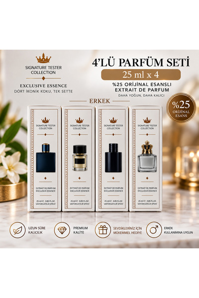 Genel Markalar 4’lü Erkek Parfüm Seti Cam Şişe 25 ml x 4 Adet – 4 İkonik Koku...