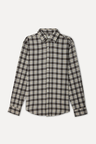 Mudo Men's Brown Plaid Regular Fit Long Sleeve Shirt