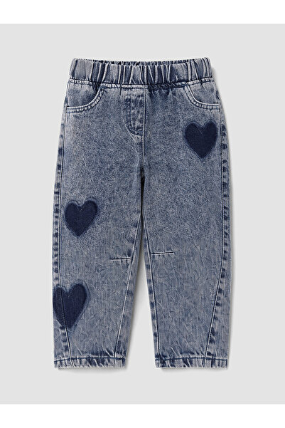 LC Waikiki Vizyon New Season Blue Heart Patterned Girls' Jean Trousers