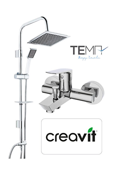 Creavit Liva Banyo Armatürü Bataryası ve Tema Rain Paslanmaz Yağmurlama Duş seti