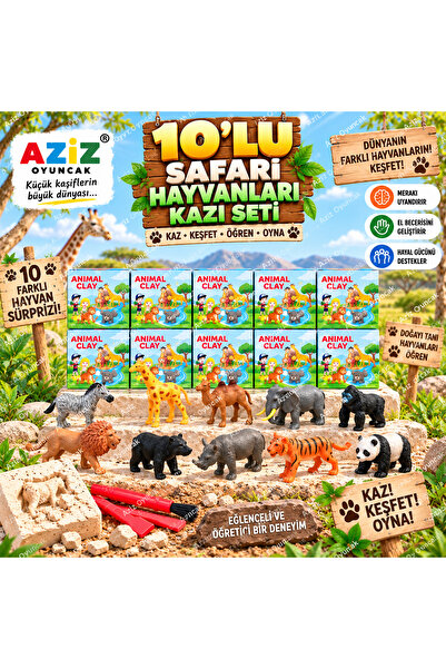 AZİZ OYUNCAK 🦒🐫 10’lu Safari Hayvanları Kazı Seti | Sürpriz Hayvan Kazısı, ...