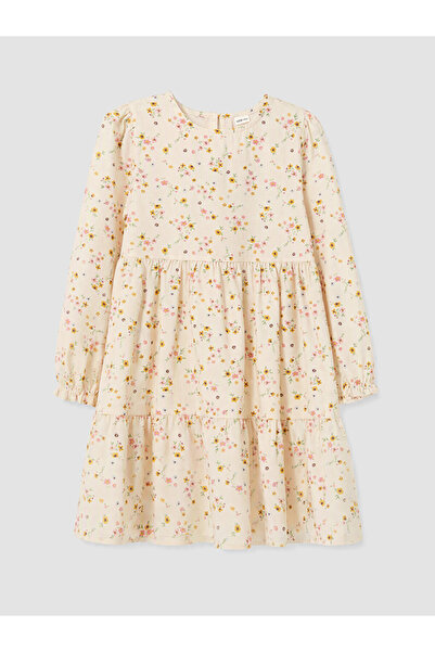 LC Waikiki Özmarka New Season Pink Crew Neck Floral Girl's Dress