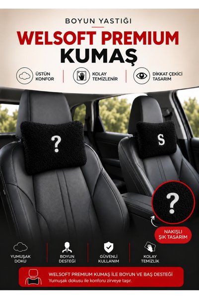 BeybiNest Oto Boyun Yastigi Koltuk Başlığı Nakışlı model