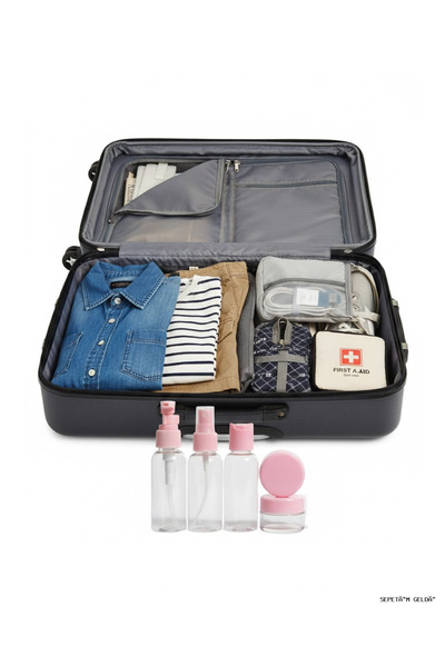 ZERO LAND Spt-Gld 5 Piece Travel Size Cosmetic Set (205256) Transparent Organ...