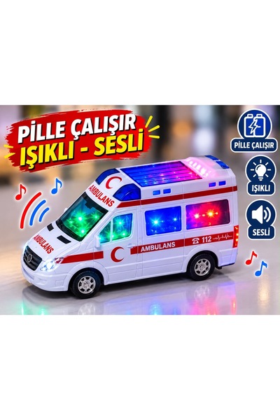 Genel Markalar Oyuncak Ambulans Sesli ve Işıklı Yerde Kendi Gezen Ambulans