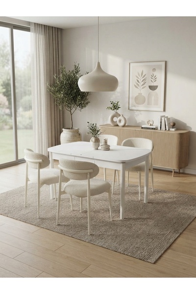 Concept Ayz Home Sofia Serisi 4 Kişilik Beyaz Oscar Kumaş 80*130 Beyaz Açılır...