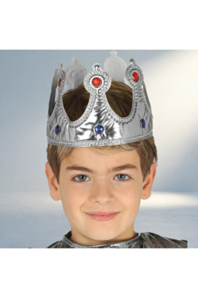 MEKs Fun Children's King Crown Silver Color Fabric Material