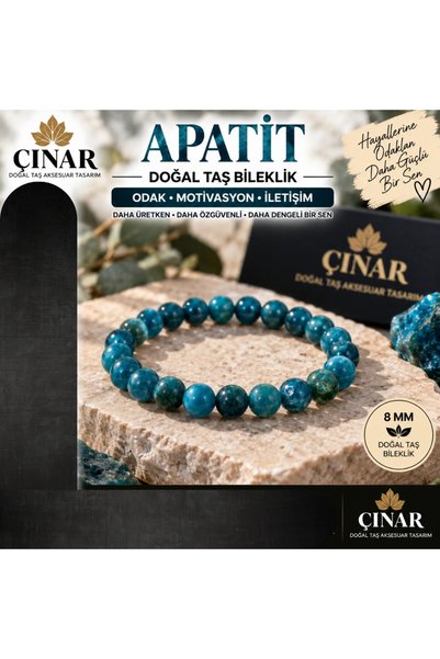 Genel Markalar Çınar Doğal Taş Aksesuar Tasarım – Apatit Doğal Taş Bileklik 8...