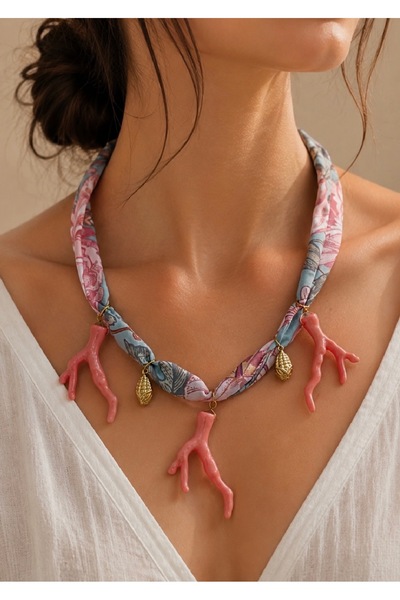 Ege via jewelry Desenli Fular Kolye