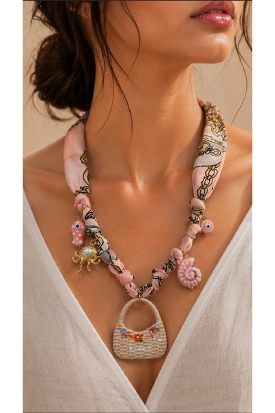 Ege via jewelry Desenli Fular Kolye