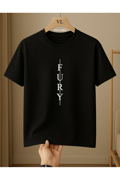 VİVA LORA Striped Fury Printed 100% Cotton Crew Neck Regular Unisex T-Shirt
