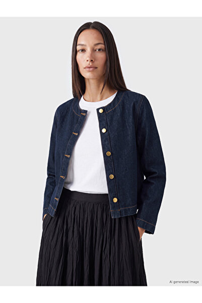 LC Waikiki Peak New Season Indigo Crew Neck Women's Jean Jacket