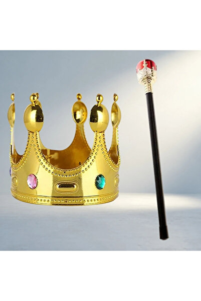 MEKs Fun Children's King's Crown and Red Scepter Set