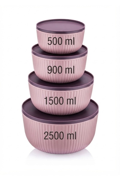 ASlife Home Set of 4 Round Storage Containers 500 ml 900 ml 1500 ml 2500 ml