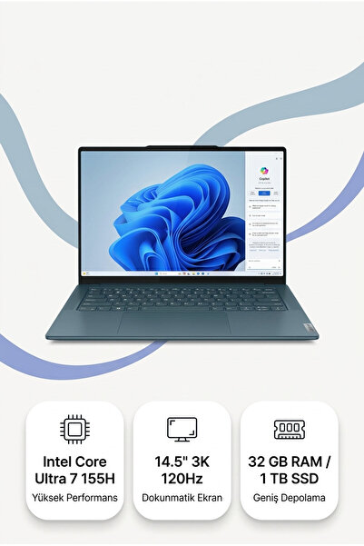 LENOVO Intel Core Ultra 7 155H 32 GB RAM 1 TB SSD 14,5 İnç 3072x1920 120 Hz D...