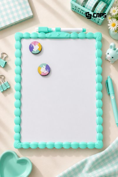 caps Pastel Renkli A4 Boyut Mıknatıslı Çift Taraflı Yazı Tahtası + Yaz-Sil Ka...