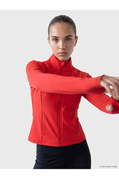 LC Waikiki KOOR SPORT Kırmızı Dik Yaka Kadın Fermuarlı Sweatshirt