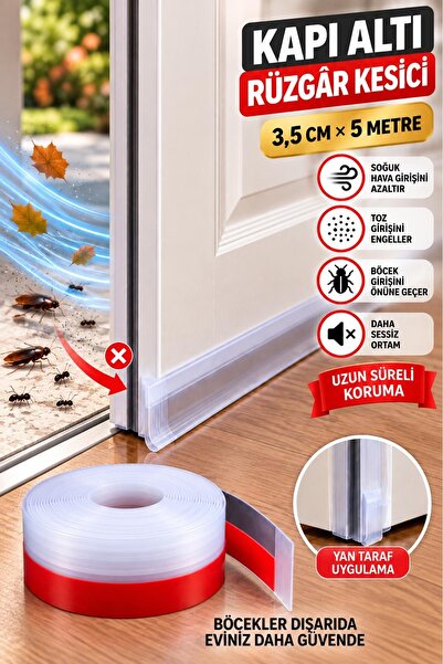 HMO GLOBAL 5 Metre Kendinden Yapışkanlı Rüzgar Kesici Bant Kapı Pencere İzola...