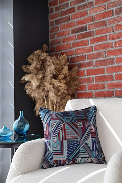 Genel Markalar KUMLOOM Dida Geometrik Desenli Dekoratif Kırlent Kılıfı 45x45 cm