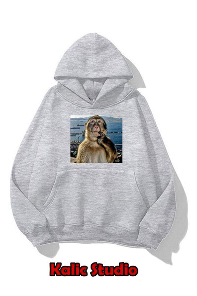 Kalic Studio Thinking Monkey unisex velika siva majica