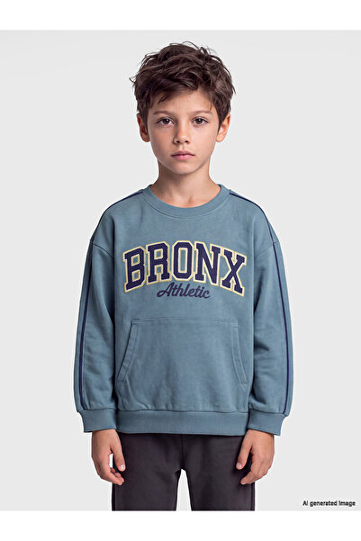 LC Waikiki Vizyon New Season Indigo Printed Boys' Sweatshirt
