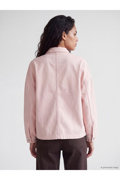 LC Waikiki Alita City Xside Pink Denim Straight Loose & Baggy Women's Jean Shirt with a Difference