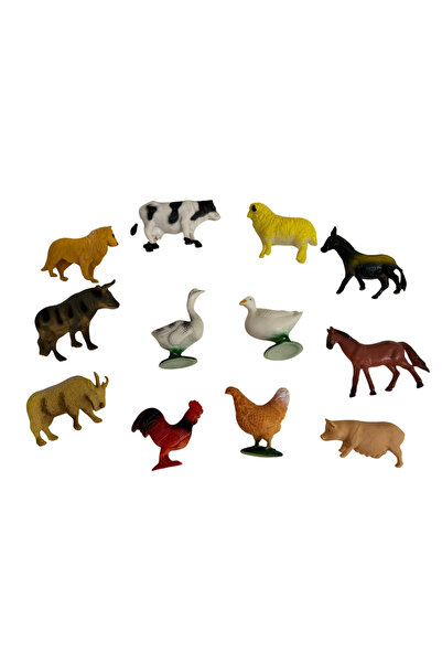 Generic Brand Set 12 figurine animale de ferma – jucarii educative pentru copii +3 ani
