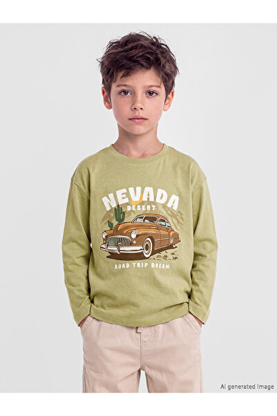 LC Waikiki Two Mt Shop Quality Lcw Kids Khaki Combed Cotton Printed Loose & B...
