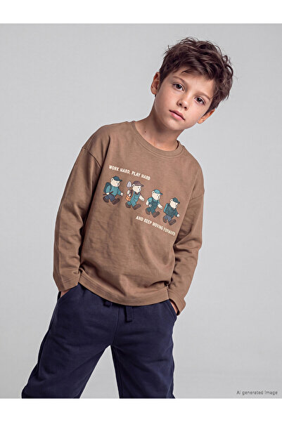 LC Waikiki Two Mt Shop Quality Lcw Kids Brown Combed Cotton Printed Loose & B...