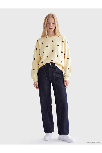 LC Waikiki Rmz Gi̇yi̇m Farkiyla Polka Dot Loose Fit Women's Thick Sweatshirt