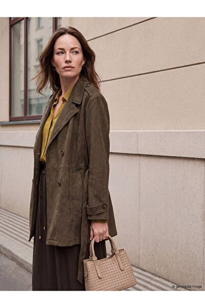 LC Waikiki Double-Breasted Collar Women's Cashmere Trench Coat