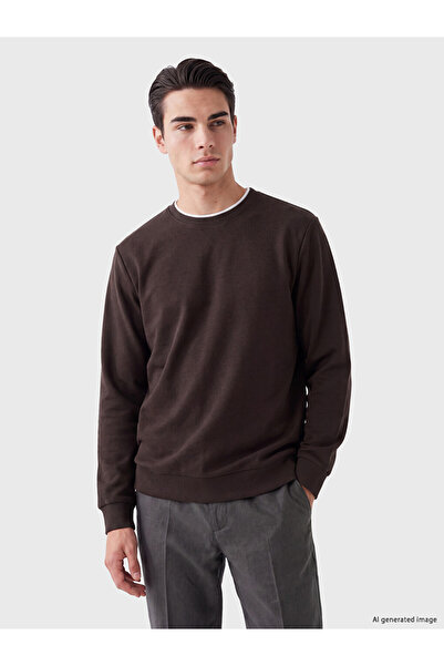 LC Waikiki Vizyon New Season Brown Crew Neck Men's Sweatshirt