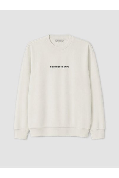 LC Waikiki Vizyon New Season White Crew Neck Printed Men's Sweatshirt