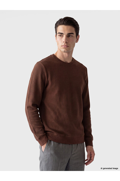 LC Waikiki Özmarka New Season Brown Crew Neck Men's Sweatshirt