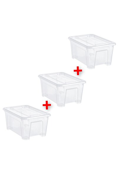 IKEA 3 τεμάχια κουτί αποθήκευσης με καπάκι 28x20x14 εκ. Σετ 3 τεμαχίων Διαφαν...