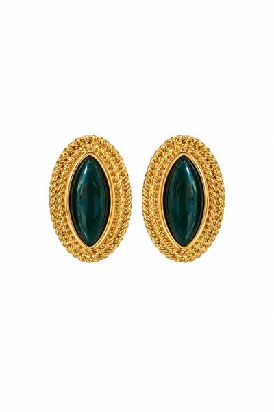Charmist Steel Riviera Vintage Earrings Dark Green
