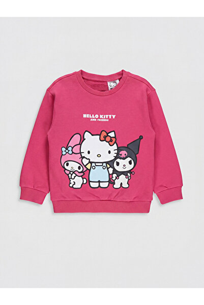 LC Waikiki Vizyon New Season Fuchsia Printed Girls' Sweatshirt