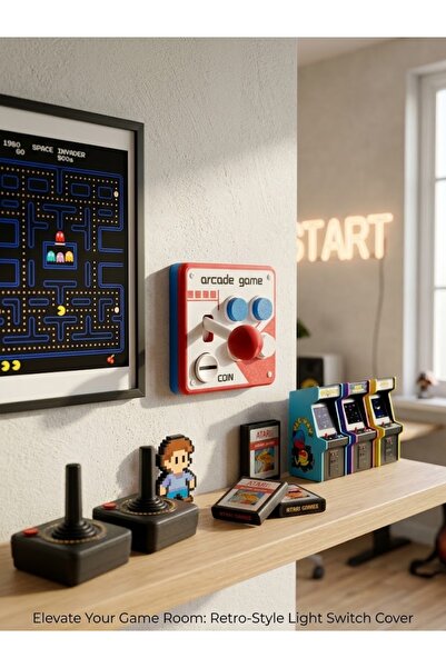 YSR HOME Retro Arcade Oyun Konsolu Tasarımlı Lamba Anahtarı Kapağı - Nostalji...