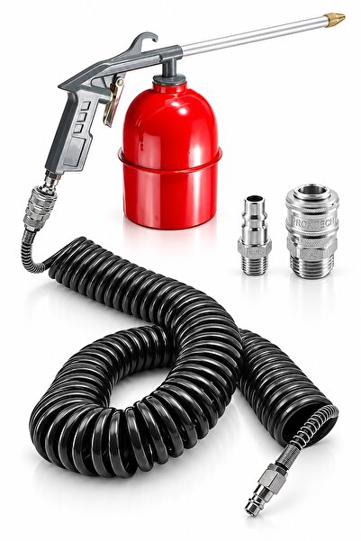 PROXTECH 15 Metre Spiral Hava Hortumu | Motor Mazot Tabancası | Hızlı Rekor Bağlantı