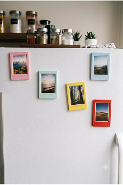 Genel Markalar Instax Mini Uyumlu Magnetli Buzdolabı Fotoğraf Çerçevesi - 5'l...