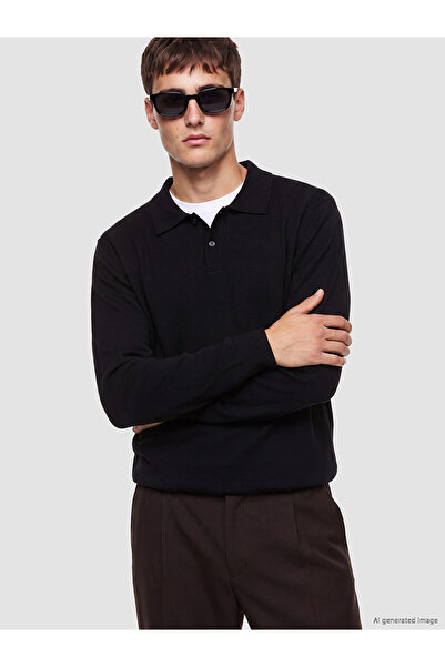 LC Waikiki Lcw Vision Black Knitwear Plain Polo Neck Men's Sweater with Nevav...