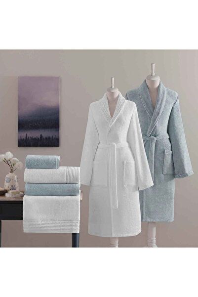Taç Mila Bambu 6-Piece Family Set White-Blue