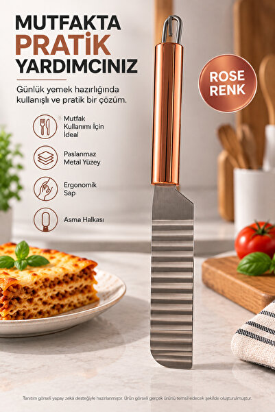 OpenCity Rose Saplı Paslanmaz Metal Tırtıklı Sebze Meyve Dilimleyici 24,5 cm ...
