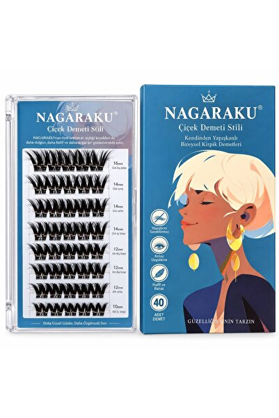 Nagaraku Kendinden Yapışkanlı Demet Kirpik Seti 10-16mm