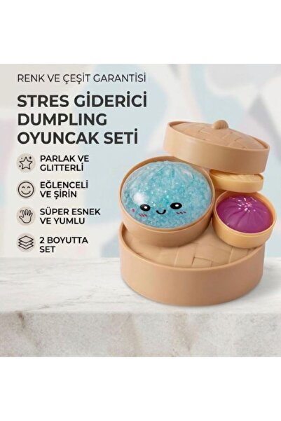 2 Adet Dumpling Squishy Jelli Özel Kutulu Büyük Boy Çin Mantısı 8 cm ve 6 cmSukuşi