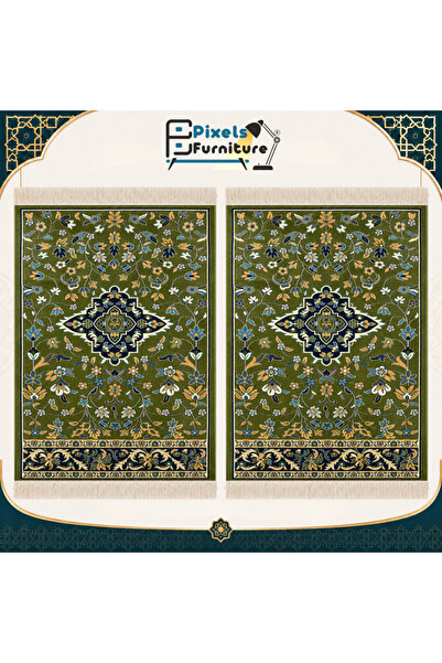 PixelsFurniture مجموعة 2 سجادة صلاة فاخرة بنقوش مستوحاة من الروضة الشريفة من ...