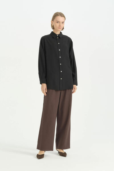 Nihan Vintage Shirt with Pile Detail - Black