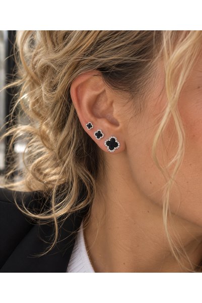 reyselstyle Zircon Stone Multi Black Luxury Steel Earrings