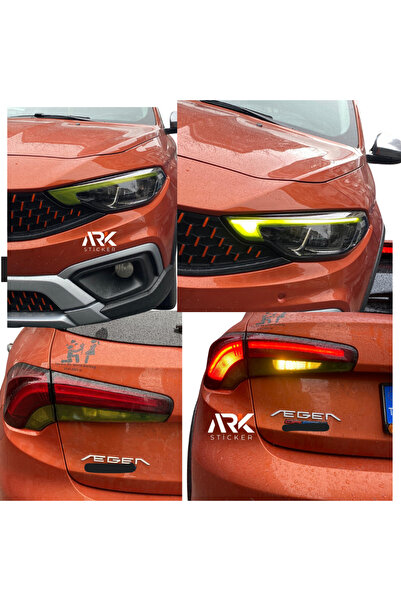ARKT STİCKER Egea Sedan Ve Cross Ön Far Arka Far Sticker Set Sarıı